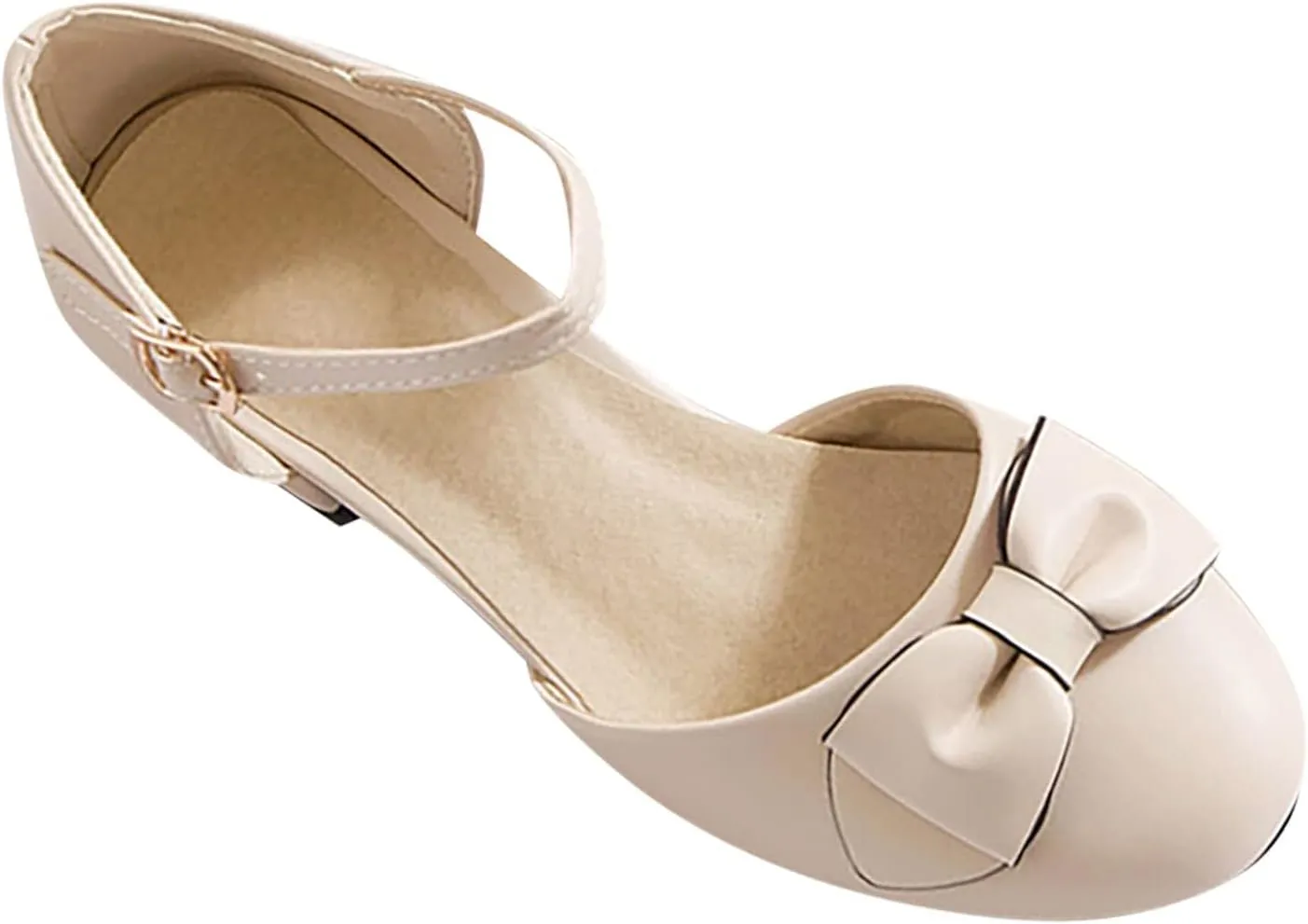 Big Kids Girls Closed Toe Low Heel Dress Shoes Bowknot Ankle Strap Pumps Girls Ballet Wedding Party Sandals