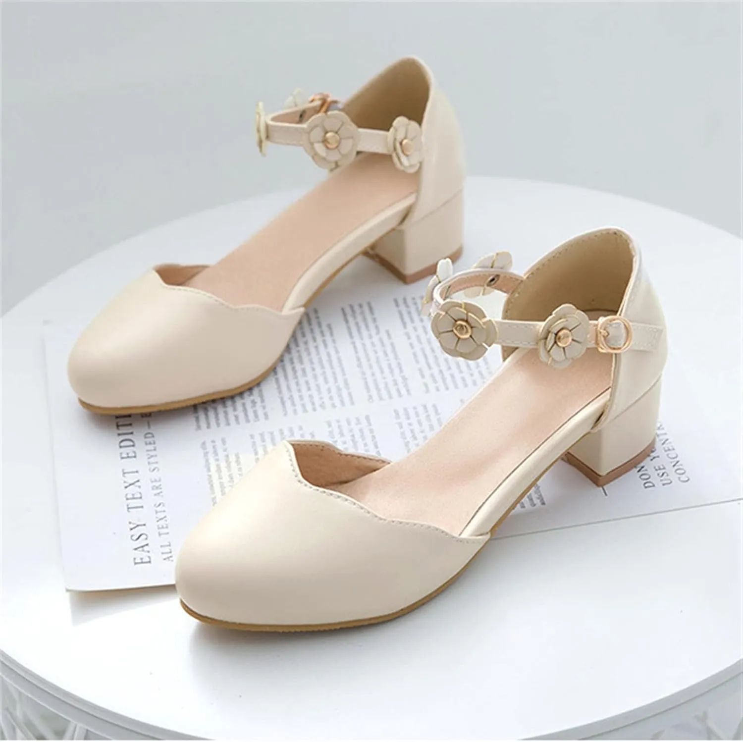 Big Kids Girls Mary ane Dress Shoes Pumps Low Heels Flower High School Prom Shoes Kids Summer Sandals
