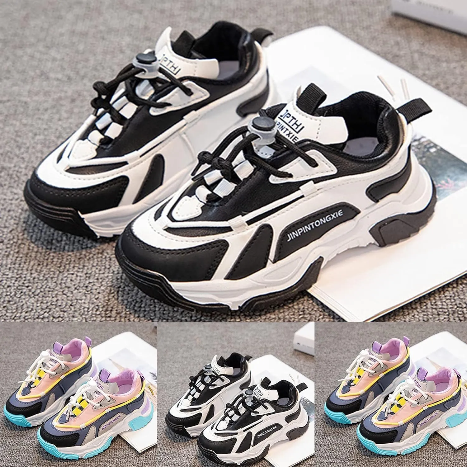 Boys Shoes Running Athletic Gym Shoes Toddler Girls Kids Lace Up Sport Shoes Lightweight Breathable Sneakers