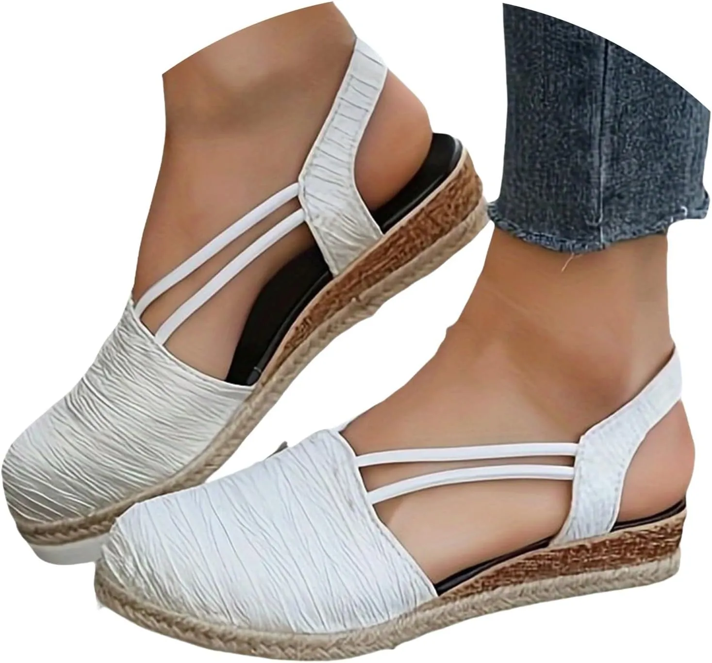 Espadrilles Wedges for Women Close Toe Orthopedic Sandals Summer Dressy Slip On Dress Shoes Comfortable Wide Width Beach Slides