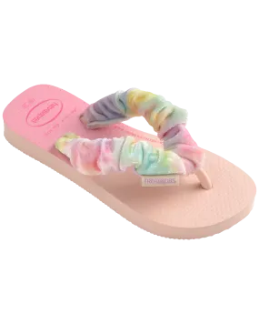 Girls Fluffy Flip Flops in Ballet Rose