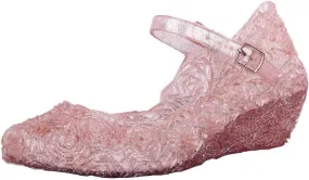 Girls Jelly Sandals Princess Cosplay Dress Up Mary Jane 𝐅lats Heels Dance Par𝘁y Single Shoes for Kids Toddler