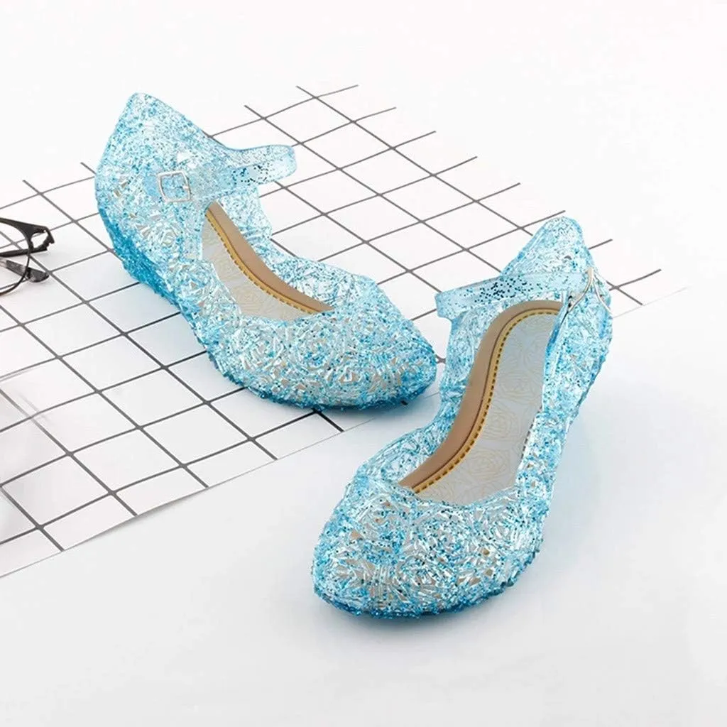 Girls Jelly Sandals Princess Cosplay Dress Up Mary Jane 𝐅lats Heels Dance Par𝘁y Single Shoes for Kids Toddler