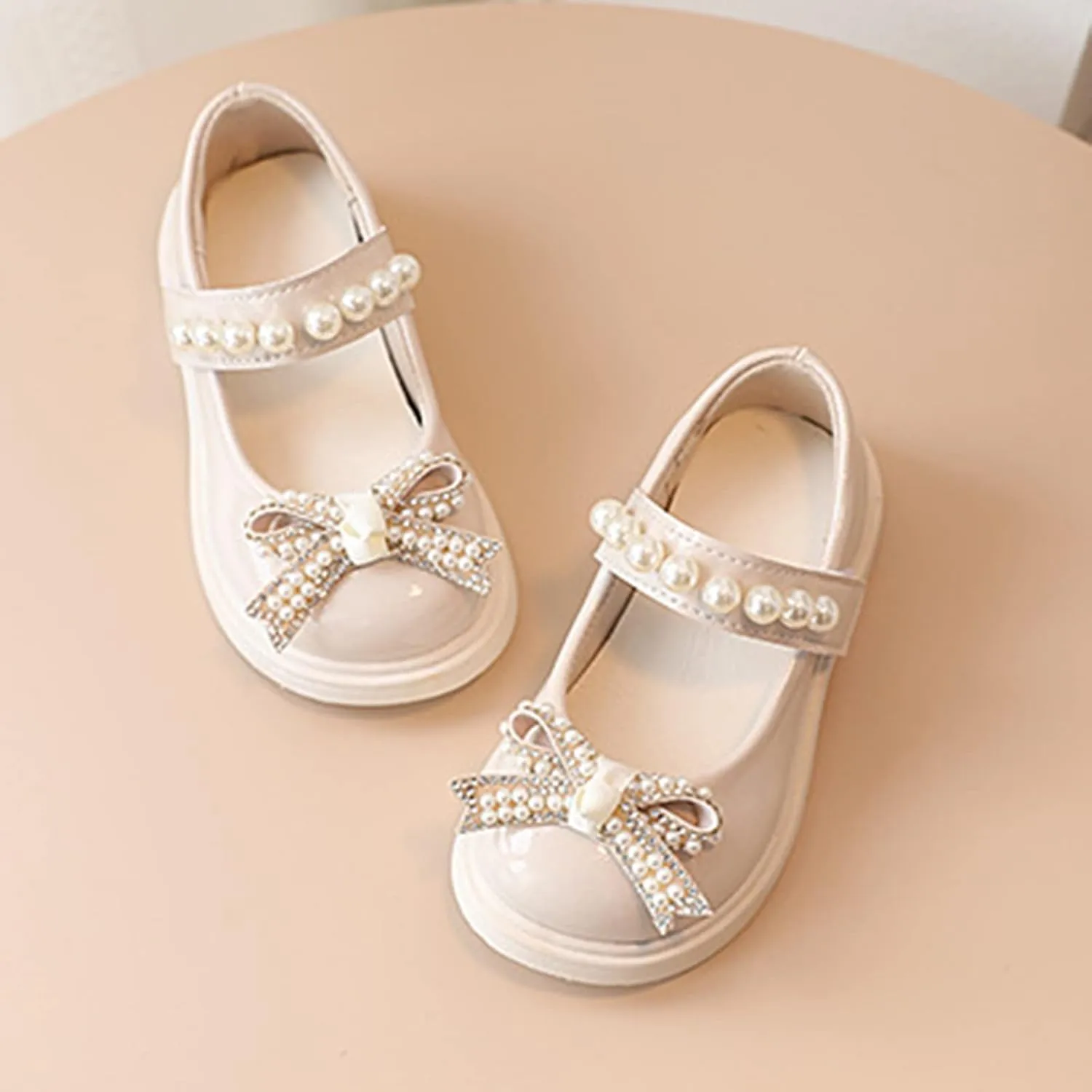 Girls Platform Mary Jane Leather Shoes Baby Kids Bow Pearl Chain Dress Chunky Shoes School Uniform Oxfor𝐝 Prom Shoes