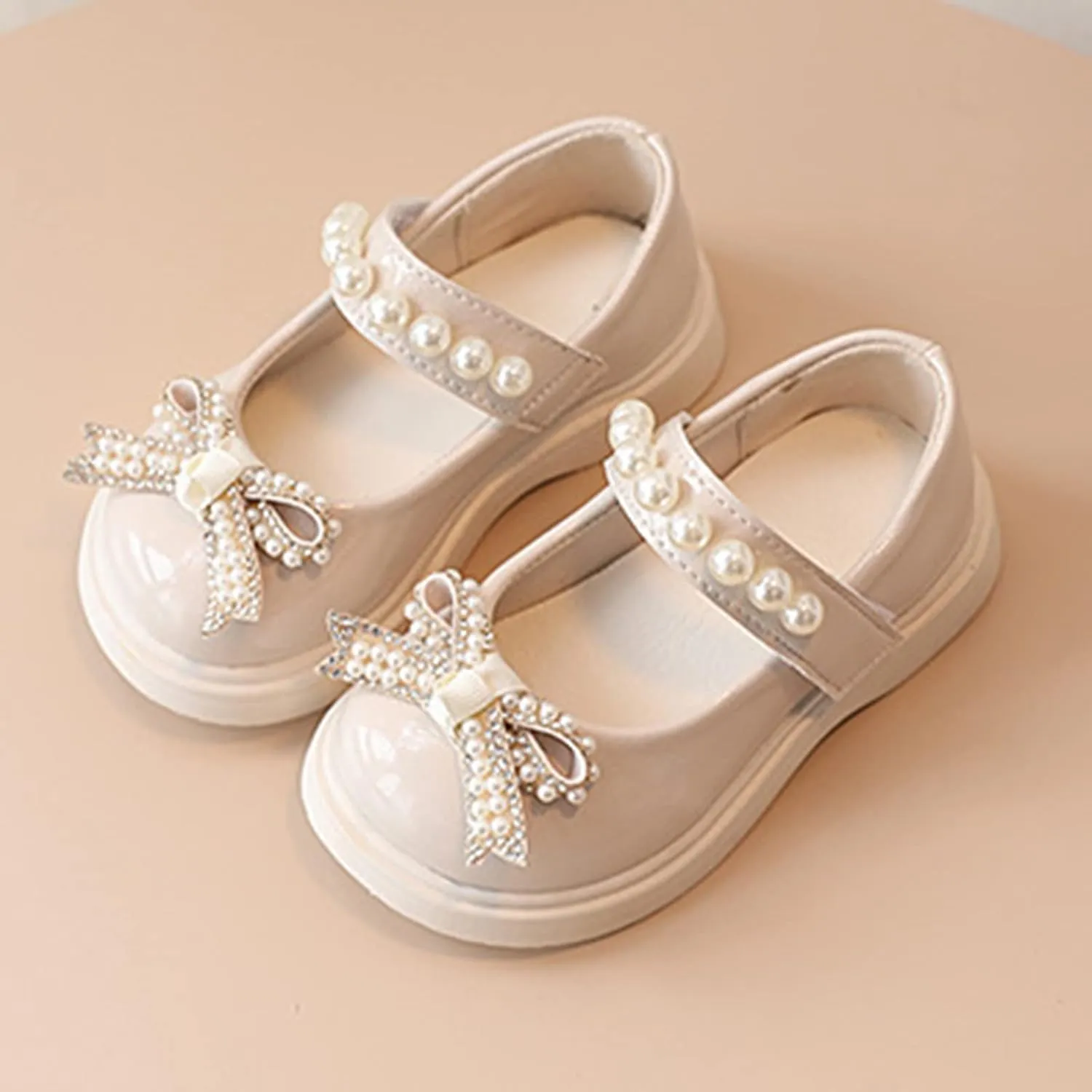 Girls Platform Mary Jane Leather Shoes Baby Kids Bow Pearl Chain Dress Chunky Shoes School Uniform Oxfor𝐝 Prom Shoes