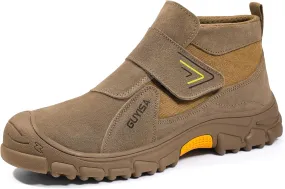 GLANOUDUN Welding Boots for Men Slip on Work Boots for Men Steel Toe Boot Comfortable Welder Boot Construction Safety Footwear Indestructible Men's Steel Toe Shoes