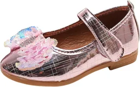 IWIHMIV Dress Shoes for Girls Flower Girl Lightweight Comfortable Non Slip Mary Jane Flat Shoes for Wedding Party Birthday