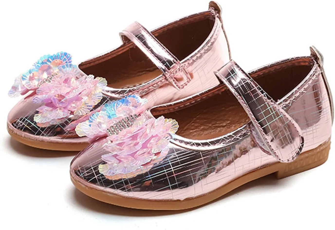 IWIHMIV Dress Shoes for Girls Flower Girl Lightweight Comfortable Non Slip Mary Jane Flat Shoes for Wedding Party Birthday