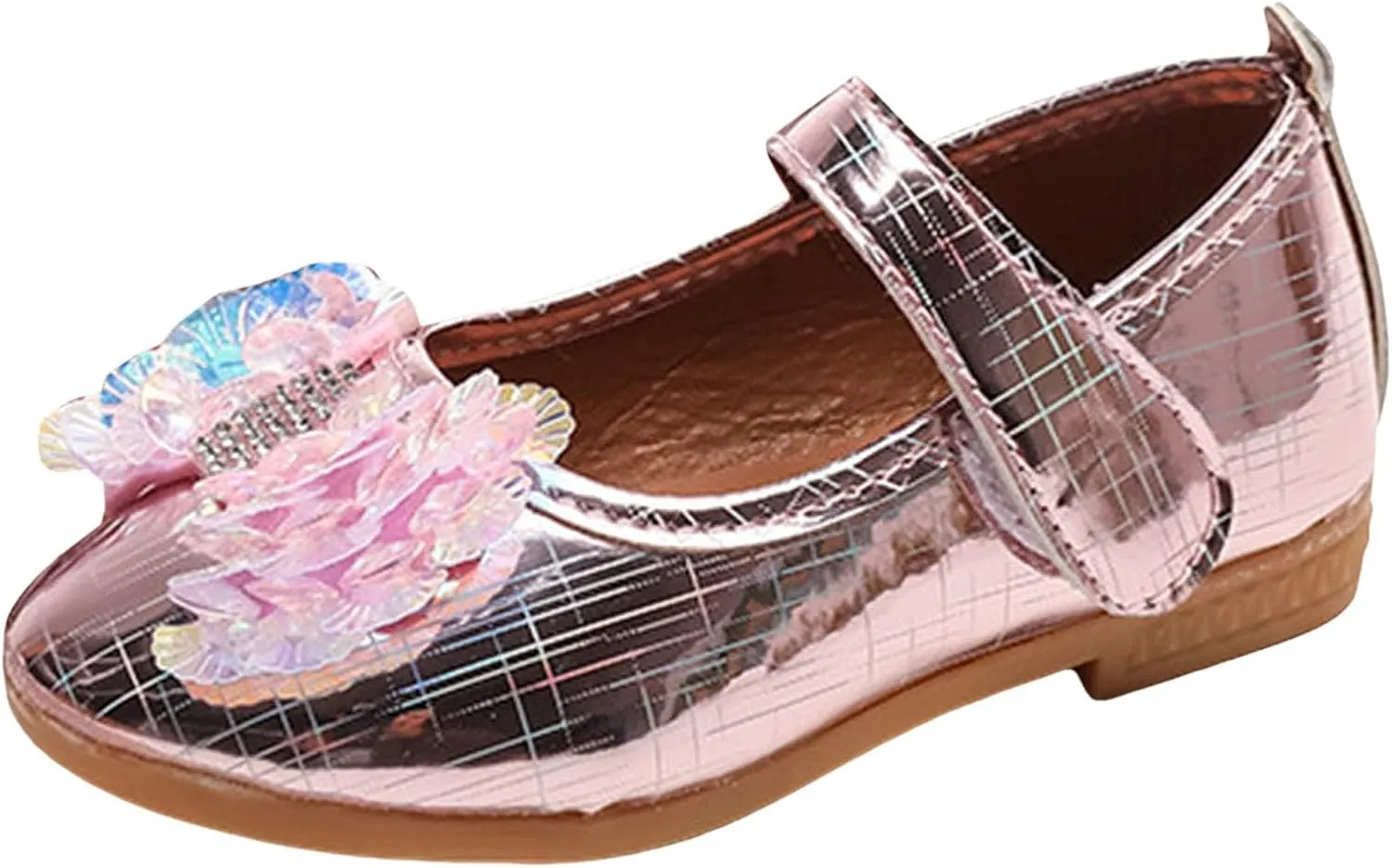 IWIHMIV Dress Shoes for Girls Flower Girl Lightweight Comfortable Non Slip Mary Jane Flat Shoes for Wedding Party Birthday