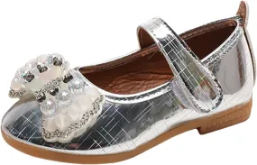 IWIHMIV Toddler Flower Girl Dress Shoes for Weeding Mary Jane Comfortable Flat Bottom Ballet Shoes for Walking
