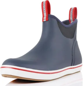 Men's Deck Boots Waterproof Anti-Slip Rubber Ankle Rain Shoes for Fishing Gardening Outing
