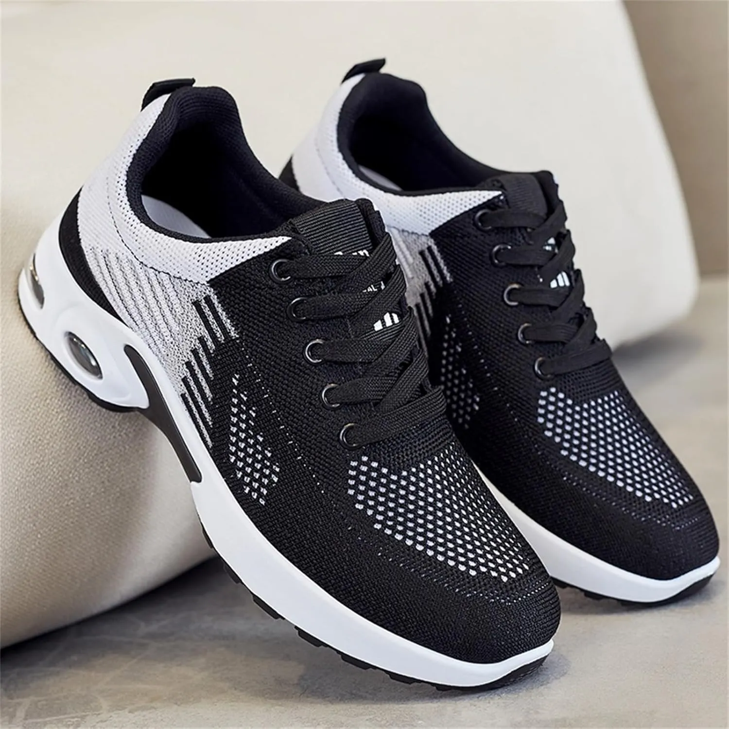 Running Sneakers for Women Lace Up Slip On Cushion Walking Shoes Lightweight Tennis Shoes Mesh Breathable Arch Support Non Slip Casual Shoe Athletic Comfortable Sneaker for Gym Travel Daily Wear