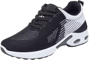 Running Sneakers for Women Lace Up Slip On Cushion Walking Shoes Lightweight Tennis Shoes Mesh Breathable Arch Support Non Slip Casual Shoe Athletic Comfortable Sneaker for Gym Travel Daily Wear