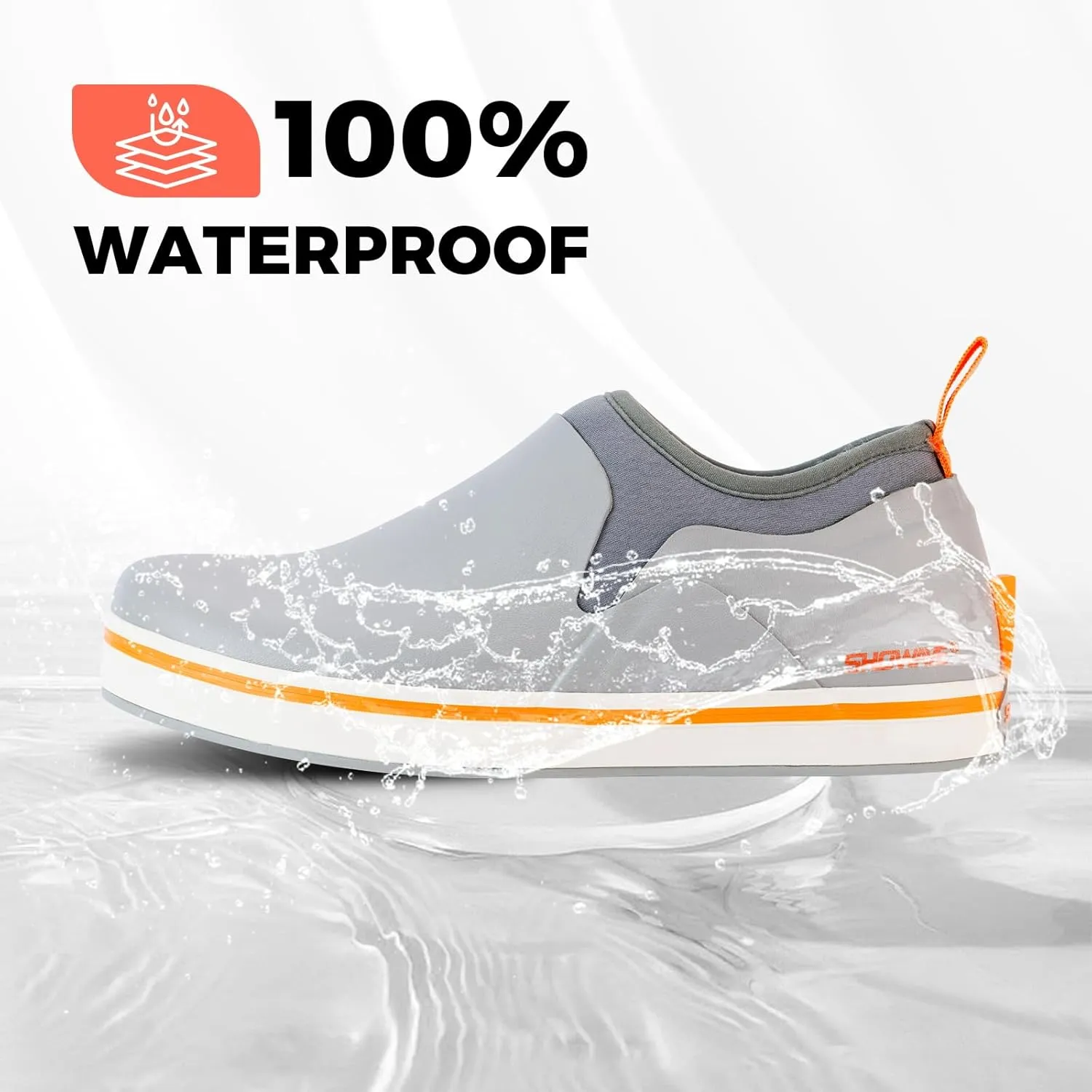 Showave Deck Shoes for Women Waterproof Garden Shoes Slip-on Rain Shoes Breathable Ruber Mud Shoes for Outdoor Fishing Walking Gardening Walking