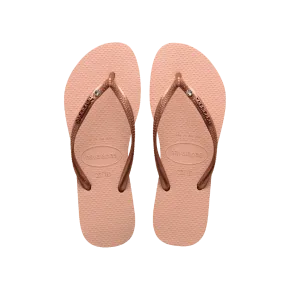 Swarovski Crystal Slim Metal Logo Flip Flops
