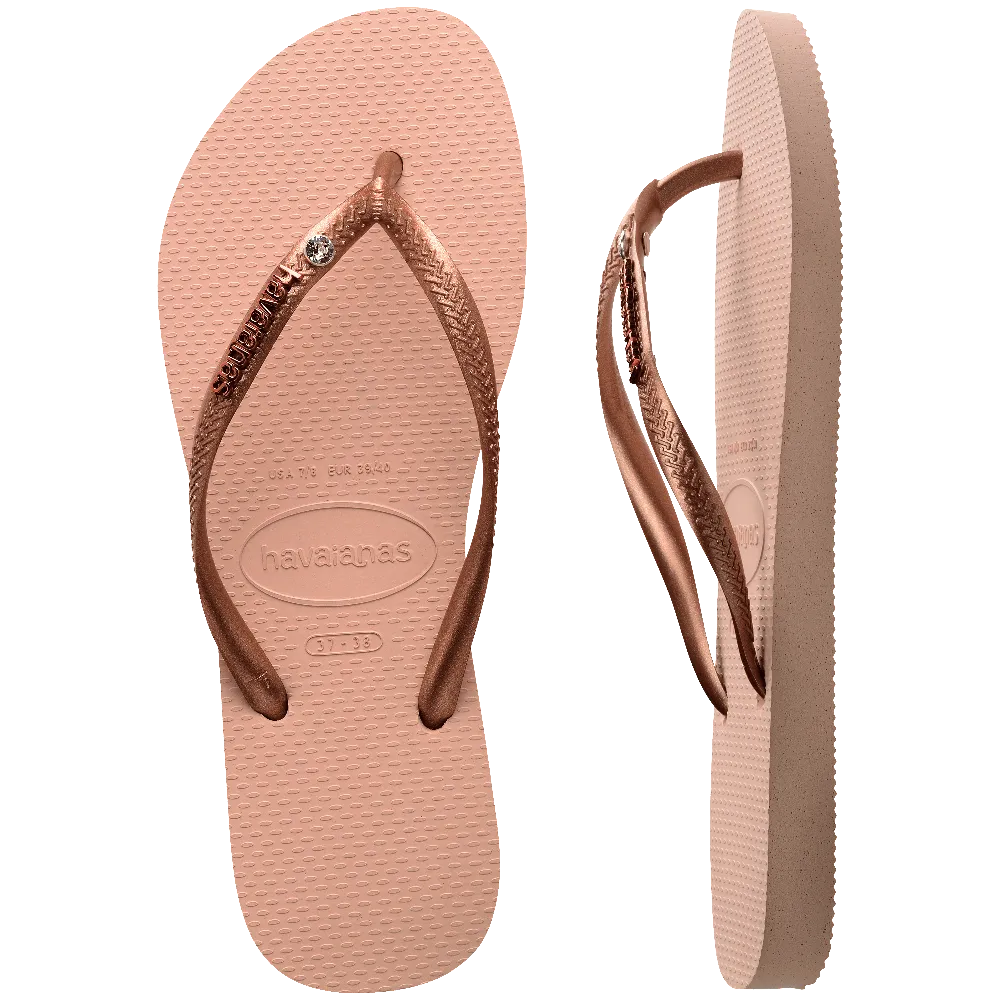 Swarovski Crystal Slim Metal Logo Flip Flops