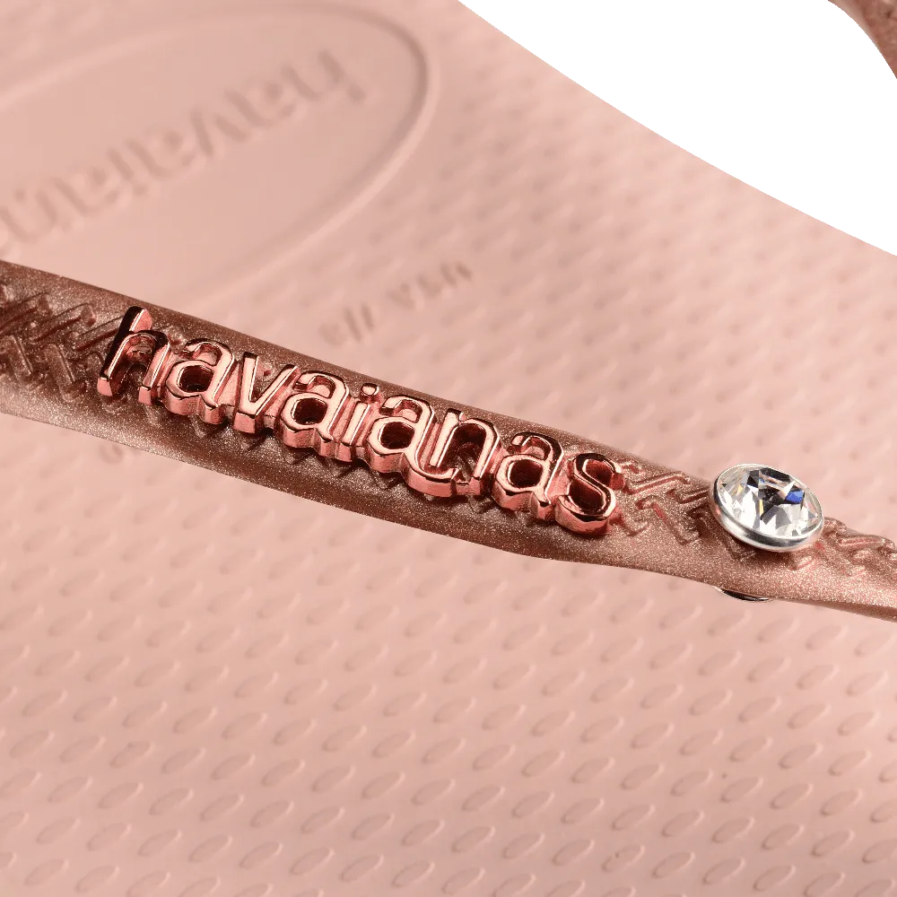 Swarovski Crystal Slim Metal Logo Flip Flops