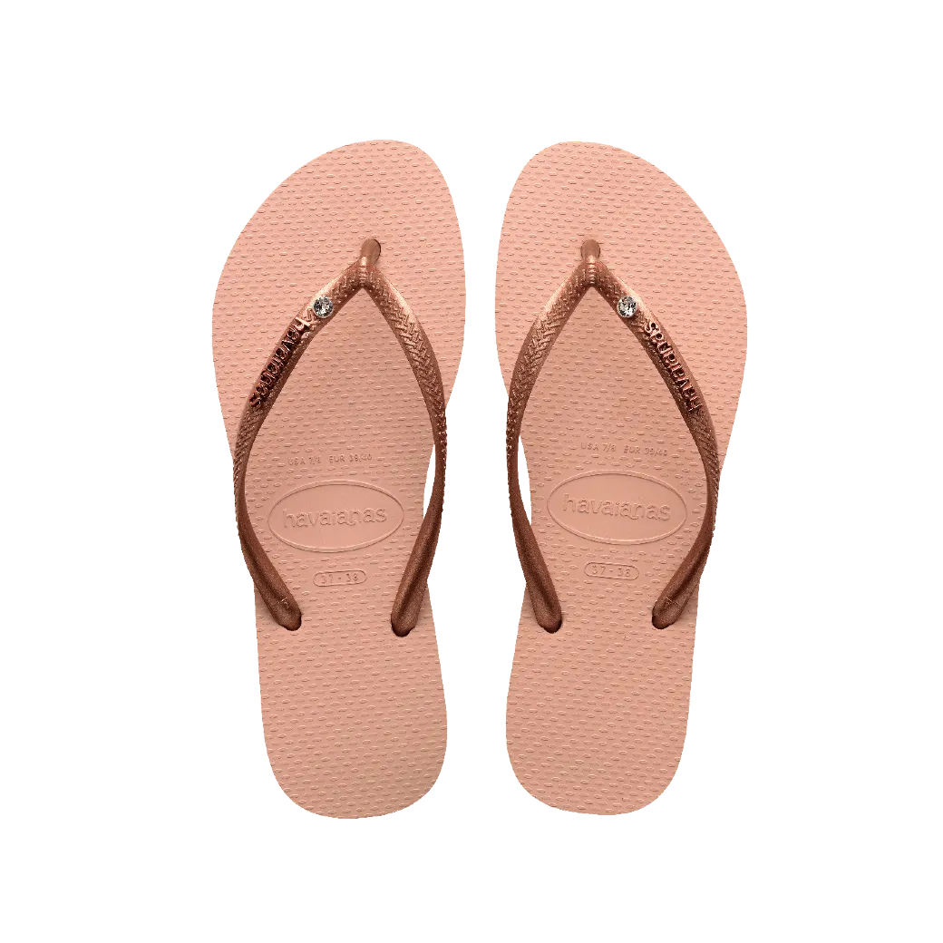 Swarovski Crystal Slim Metal Logo Flip Flops