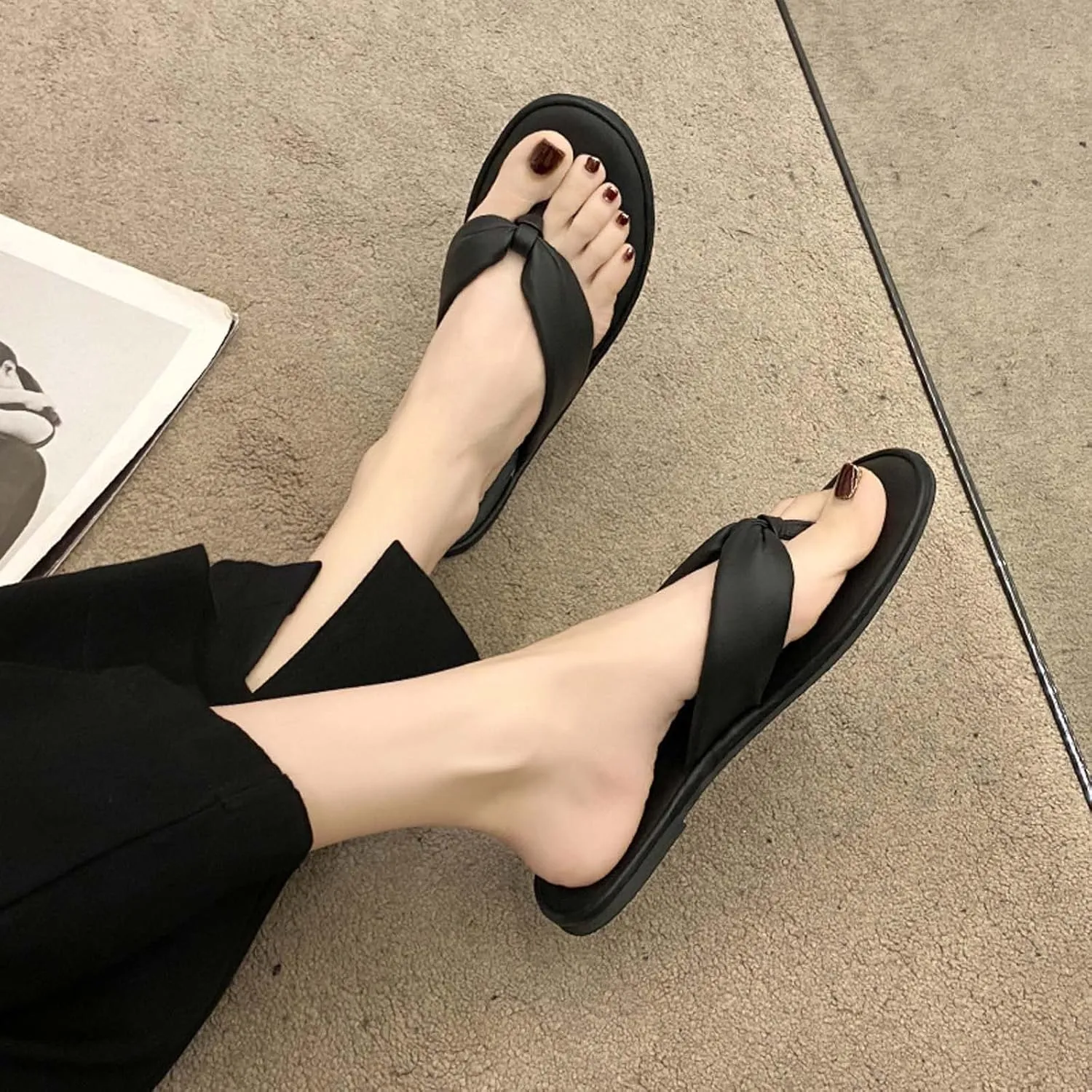 Thong Sandals for Women Soft Smooth Comfort Flip Flops Lightweight Summer Beach Casual Walking Shoes