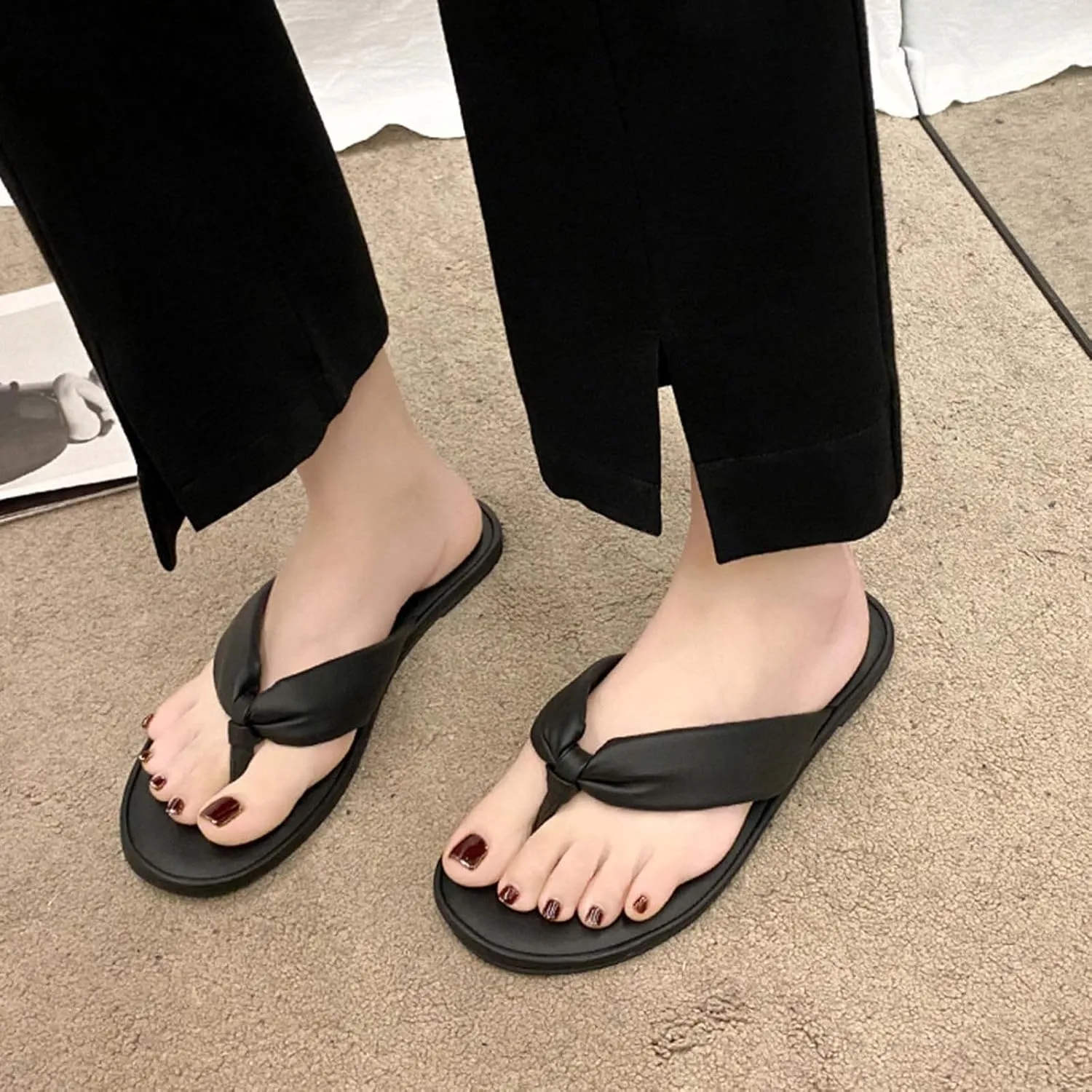 Thong Sandals for Women Soft Smooth Comfort Flip Flops Lightweight Summer Beach Casual Walking Shoes