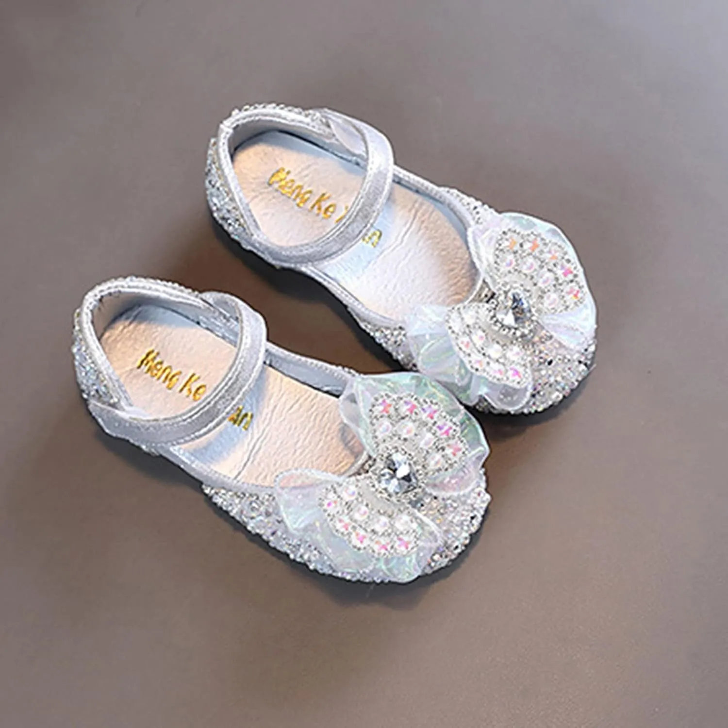 Toddler Girls Mary Jane Ballet Flats Dress Shoes Rhinestones Bows Flower Girl School Party Wedding Sandals