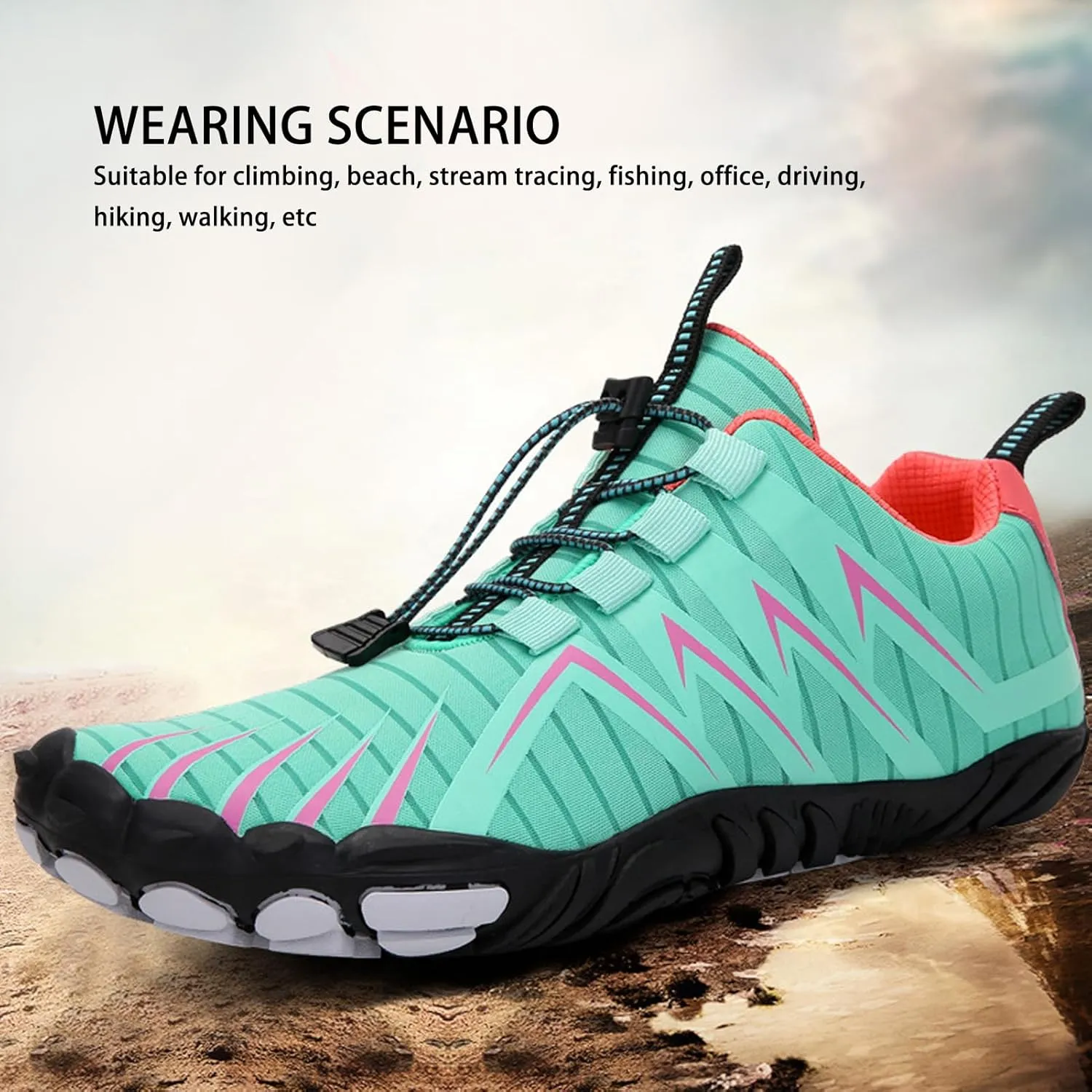 VBESTLIFE Women Climbing Shoes Prevent Slip Breathable Lightweight Lady Water Shoes for Beach Hiking Driving Green
