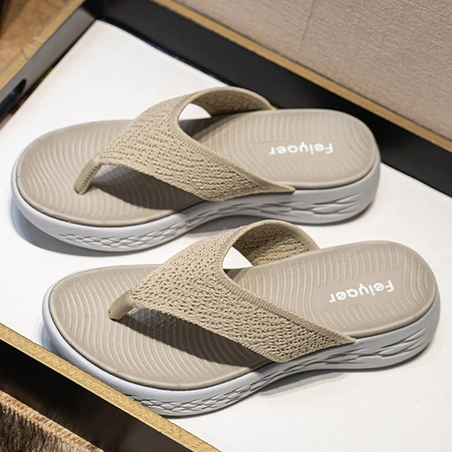 Women Shoes Wedge Thick Soled Flip Flops Fashionable Outdoor Beach Sandals Women Lime Sandals Slippers for Beach