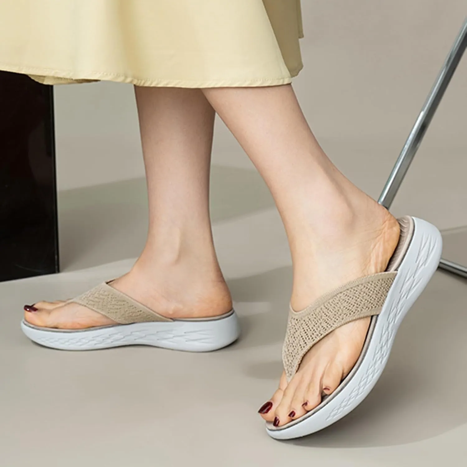 Women Shoes Wedge Thick Soled Flip Flops Fashionable Outdoor Beach Sandals Women Lime Sandals Slippers for Beach